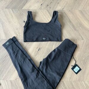 SET Active Espresso Ribbed Seamless Sports Set- Scultpflex Leggings